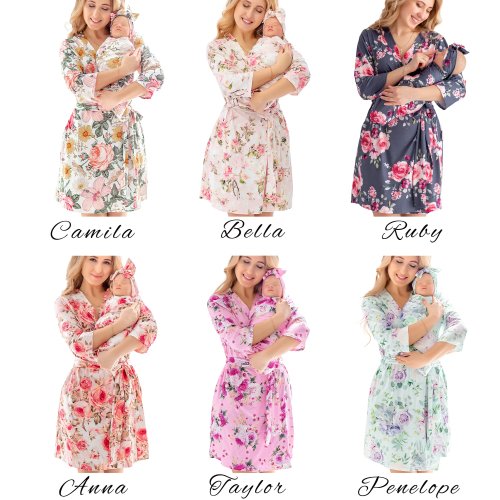 Labor and Delivery Gown Matching Baby Set Labor and Delivery Gown and Robe Labor and Delivery Gown and Matching Swaddle Set Birthing Gown