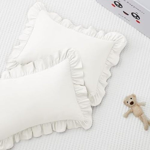 KKJIAF Cotton Toddler Pillowcase 13"x18" Set of 2, White