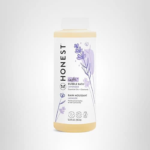 The Honest Company Foaming Bubble Bath | Gentle for Baby | Naturally Derived, Tear-free, Hypoallergenic | Lavender Calm, 12 fl oz