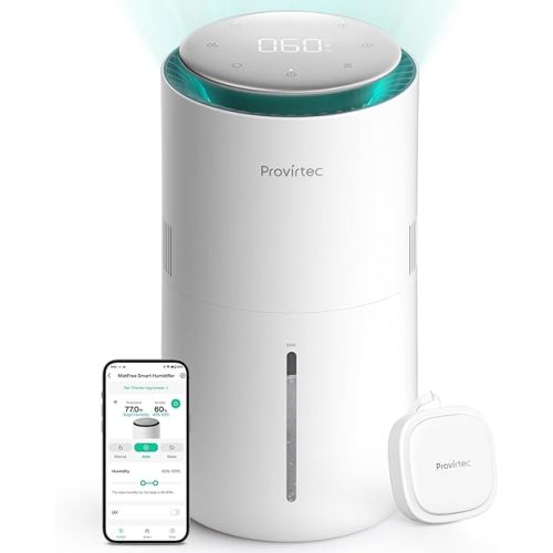MistFree Smart Humidifier for Bedroom, Evaporative Humidifier No White Dust, Auto Humidity & APP Control, 3L Water Tank Easy to Clean, Sleep Mode, Timing, Humidifiers for Nursery, Baby