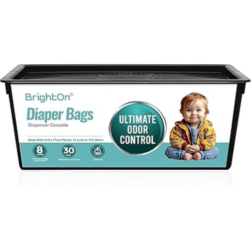 BrightOn® Diaper Pail Refill Bags, 30 Bags Per Refill, Compatible with Genie Easy Roll Signature Diaper Pails, Holds Up to 1410 Newborn Diapers, Real 7 Layer Odor Barrier, Unscented, 1PACK (30 Bags)