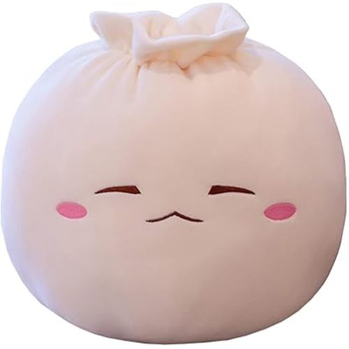 Dumpling Plush Pillow with Cute Features, Stuffed Bun Plush, Funny Food Toy Gifts for Kids Adults(6.3 * 12.2in,Frown)