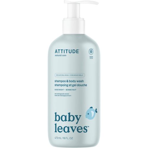 ATTITUDE Baby 2-in-1 Shampoo and Body Wash, Made in Canada, EWG Verified, Dermatologically Tested, Vegan, Good Night, 473 mL