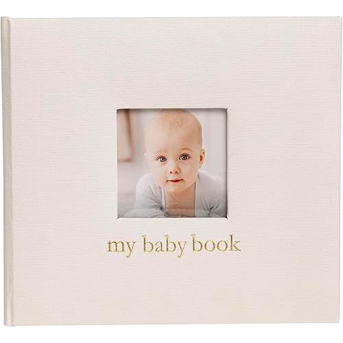 Pearhead Baby Memory Book, Baby's First 5 Years Keepsake Journal, Gender-Neutral Newborn Gift, Baby Girl or Boy Book, Ivory Linen