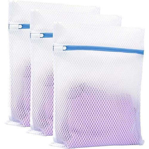 ELYN Mesh Laundry Bags, 3 Pack Medium (12” x 16"), Ultra Durable Honeycomb Mesh Bags With Anti-Rust Zipper for Washing Delicates & Protect Clothes, Laundry Room Organization Essentials