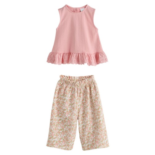 Kids' Eyelet Hem Tank & Floral Pants Set, 12-18M