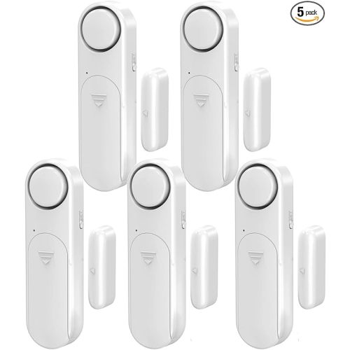 Window and Door Alarm When Opened (5 Pack) for Kids Safety/Home Security, Sliding Front Door Opening Sensor Alarms for Dementia, 120dB Burglar Alert, Ideal for Business, Garage, Apartment,House, White
