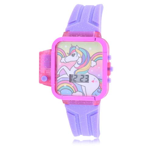 Wonder Nation "Unicorn" Childrens LCD Watch with Flashlight in Purple (WN4272WM)