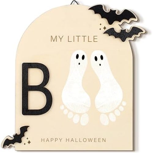 Beeveer Baby 1st DIY Halloween Footprint Art Boo Sign,Halloween Classic