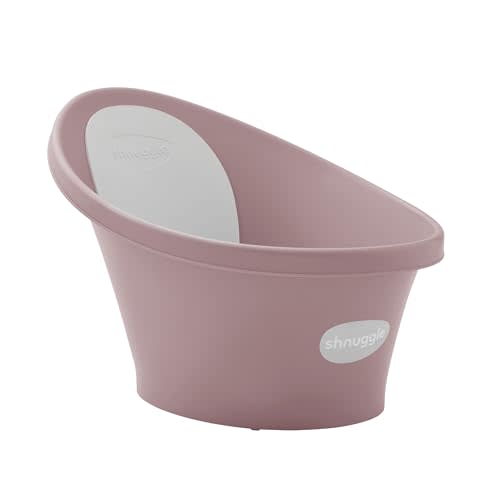 Shnuggle Newborn Baby Bath | Built in Support Bump and Soft Backrest | Suitable from Newborn | Bath Seat Support Includes Plug | Blossom Pink