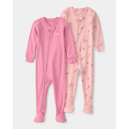 Baby Girl 2-Pack Strawberry Floral Snug Fit 1-Piece Pajama - Pink | Carter's