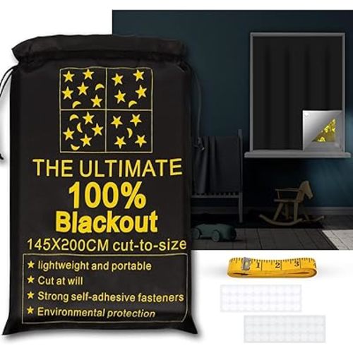 Portable Blackout Shades (79" x 57") Window Curtains, 100% Blackout Material Temporary Blinds for Baby Nursery, Bedroom, Dorm Room, Office or Travel Use