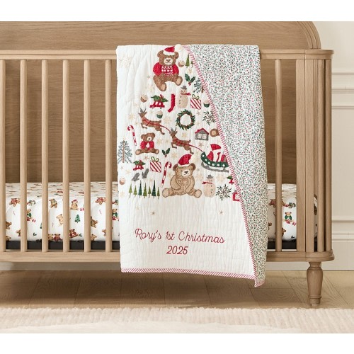 Teddy Bear Holiday Baby Quilt | Pottery Barn Kids