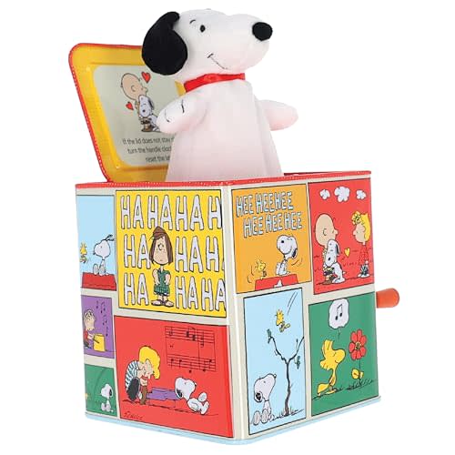 Kids Preferred Peanuts Jack in the Box with Snoopy - Musical Toy Plays You are My Sunshine, Colorful Durable Metal Jack-in-the-Box, for Toddlers
