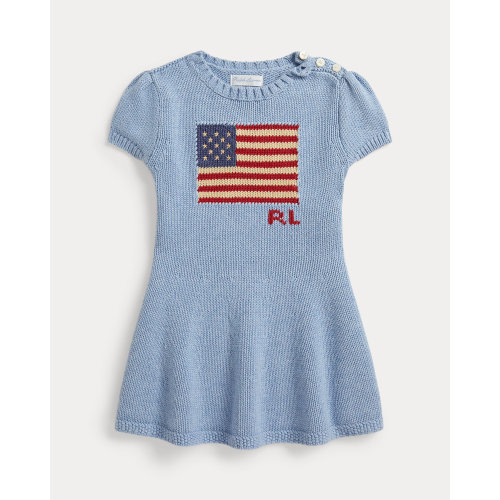 Flag-Intarsia Cotton Sweater Dress