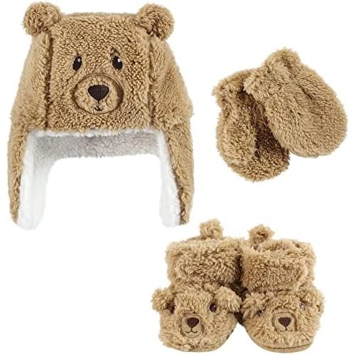 Hudson Bab Unisex Baby Trapper Hat, Mitten and Bootie Set