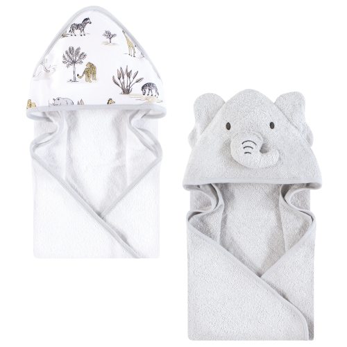 Hudson Baby Cotton Animal Face Hooded Towel, Neutral Safari World, One Size - Neutral Safari World - One Size