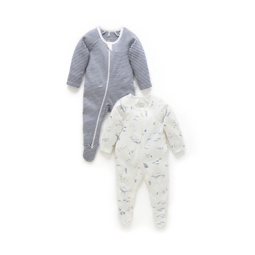 2 Pack Zip Footie, 3-6M