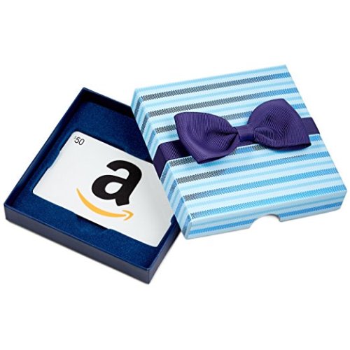 Amazon.com Gift Card in a Blue Bow-Tie Box