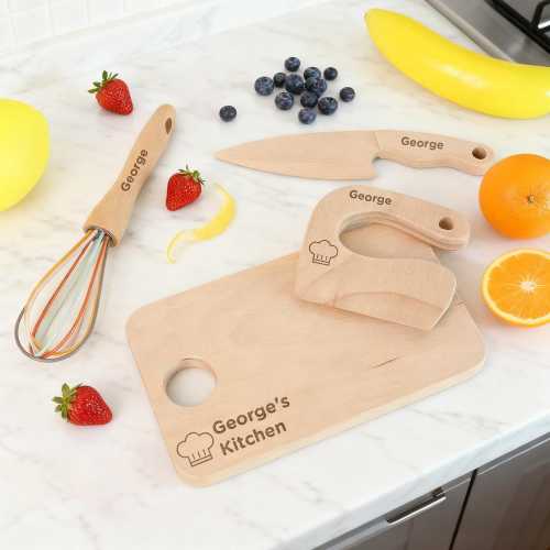 Kids Birthday Gift,Wooden Knife for Kids,Educational Children’s Utensils, Waldorf Toys, Kids Cooking Set, Birthday Gift, Cutting Board Set