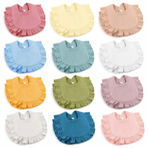 Stcellnmex Soft Cotton Muslin Bandana Bibs Adjustable Saliva Absorbing Daily Wear 12 Pack