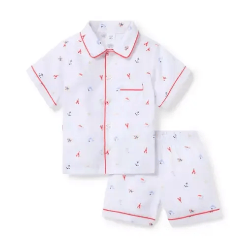 Boy White Nautical Icon Classic Short Pajama In Nautical Icon by Janie and Jack