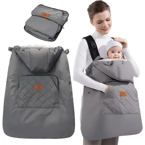 Miracle Baby Carrier Cover with Detachable Liner – Waterproof & Windproof Winter Baby Bunting Bag for Infant Strollers with Storage Bag & Parent Pocket