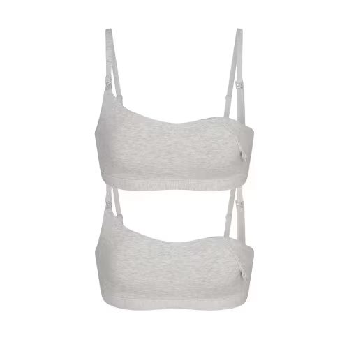 COTTON JERSEY MATERNITY NURSING SCOOP BRALETTE 2-PACK | LIGHT HEATHER GREY | SKIMS