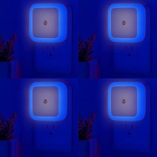Night Lights Plug into Wall - 4-Pack Blue Nightlight Smart Dusk to Dawn Sensor Plug in LED Lighting, Safe Auto-On/Off Lamp for Kids Adults Home Living Room Kitchen Bedroom Bathroom Toilet Hallway