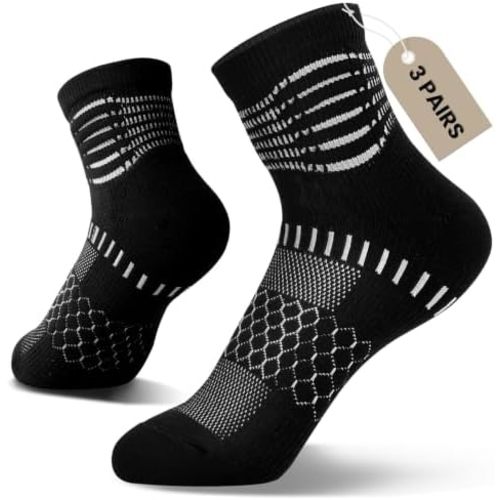 IRAMY Ankle Compression Socks for Women Men Plantar Fasciitis Relief 3/5 Pairs Cushioned Athletic Running Socks