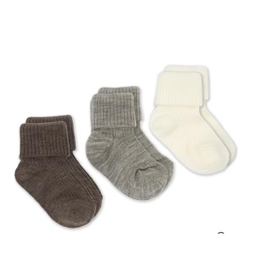 Wool Socks, Baby and Toddler, Brown-Gray & White