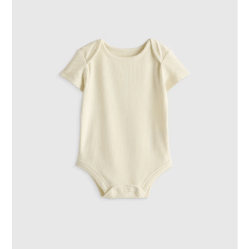 Softest Rib Short Sleeve Bodysuit  in Ivory