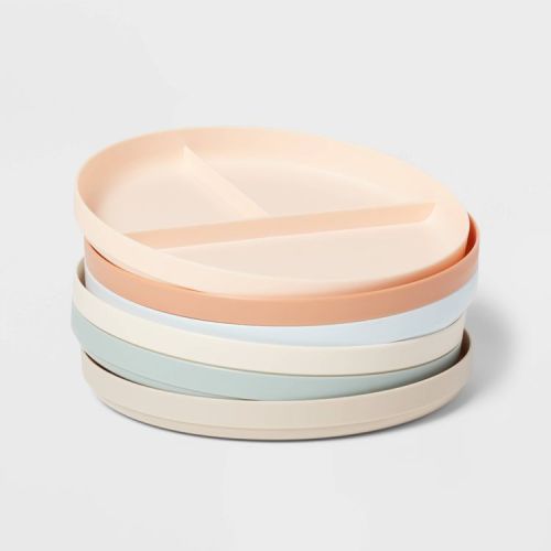 Kids' 6pc 7.4" Plastic Round Divided Plate - Pillowfort™: Microwave & Dishwasher Safe, Toddler Dining