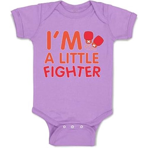 Cute Rascals Baby Bodysuit I'M A Little Fighter Box Boxing Boxer Boy & Girl Baby Clothes Funny Cotton Lavender Design Only Newborn