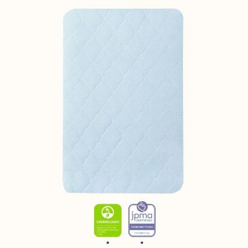evolur Rest EZ 2-in-1 Mini Crib Mattress – Dual-Sided Firm & Plush, JPMA, GREENGUARD Gold & BSA Certified, 38" × 24" × 3", Blue