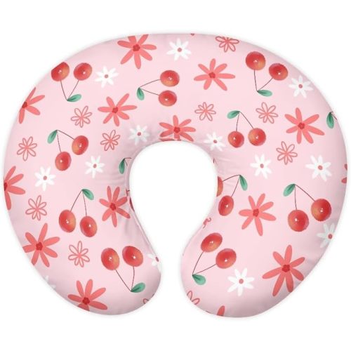 Cherry Print Replacement Breastfeeding Covers Nursing Pillow for Baby Girl Nursing Pillow Cover for Boppy U-Shaped Breastfeeding Pillowcase