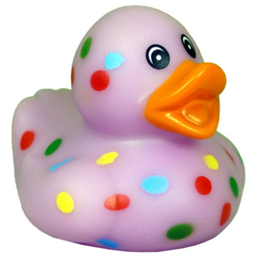 Purple Rubber Duck: Polka Rainbow Dots Classic Floating 2" Bath Toy