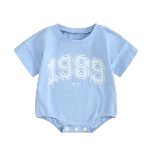 Infant Baby Girl Summer Clothes Short Sleeve Crewneck Letter Oversized Romper Shirt Bodysuit Cute Newborn Outfit
