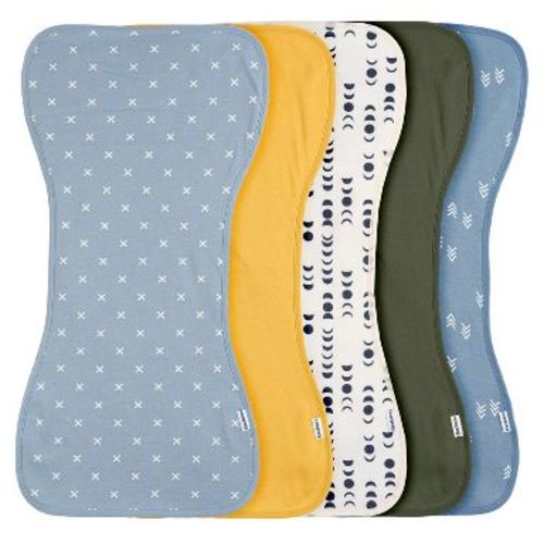 Gerber Baby Neutral Burp Cloths - Blue Gold - One Size Fits Most - 5-Pack