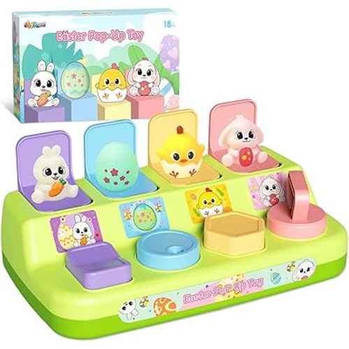 Easter Pop Up Toys for Toddlers, Toddler Toys for Easter Bakset Stuffers, Early Educational Toys, Interactive Pop Up Easter Toys, Easter Toddler Toys for Boys and Girls Age 18+ Months