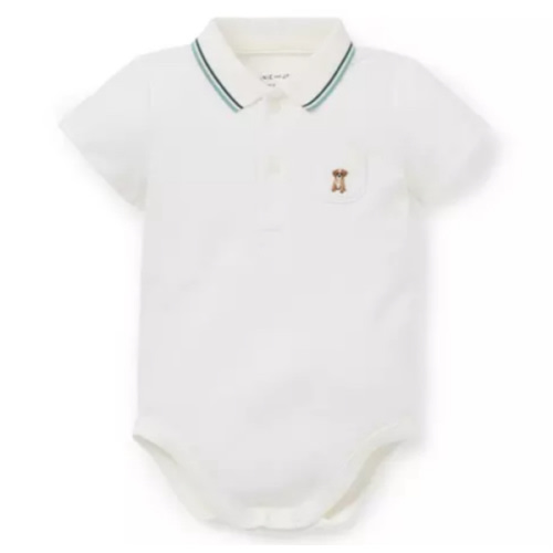 Baby Jet Ivory Baby Embroidered Dog Pique Polo Bodysuit by Janie and Jack