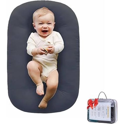 Baby Lounger for Newborn 0-24 Months, Soft Portable Infant Nest & Play Mat & Diaper Changing Pad for Home,Travel & Floor Time, Newborn Babies Essentials Gifts(Dark Gray)