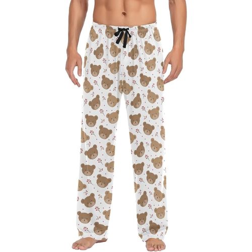 Teddy Bear Berry Mens Pajama Pants Lounge Men's Pajama Bottoms Soft Sleep Pants With Pockets XL