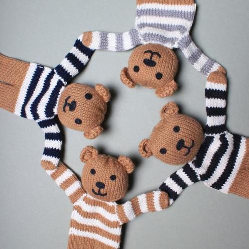 Organic Baby Soother or Comforter Brown Bear in Stripes | Estella