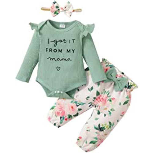 Newborn Baby Girl Clothes Infant Outifts Long Sleeve Romper Floral Pant Set Fall Winter Baby Girl Clothes