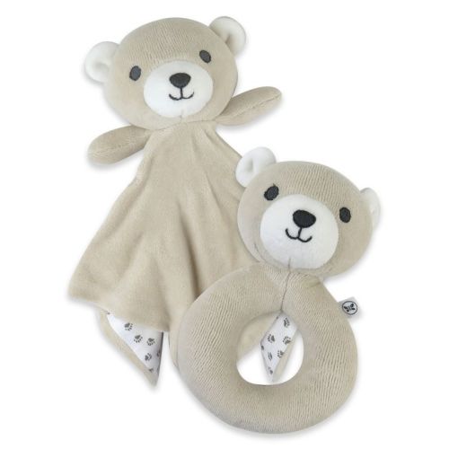 Honest Baby Bear Lovey and Rattle BEARY CUTE Gift Set