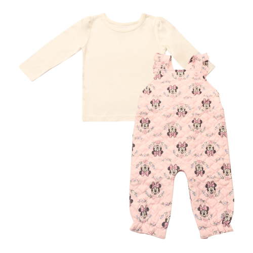 Disney Clothes Baby Girls 2-Piece Overall Set – Long Sleeve Top with Suspender Romper Minnie, Pooh, Bambi & Marie (Newborn–Infant)