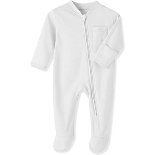 Eleven's Kingdom Baby Kids Sleep and Play,Baby Cotton Pajamas with Mitten Cuffs, 2 Way Zipper Footed Sleeper 0-12 Month