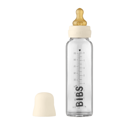 BIBS Baby Glass Bottle with Slow Flow Latex Nipple, Ivory, 8 oz, 1 Count Each