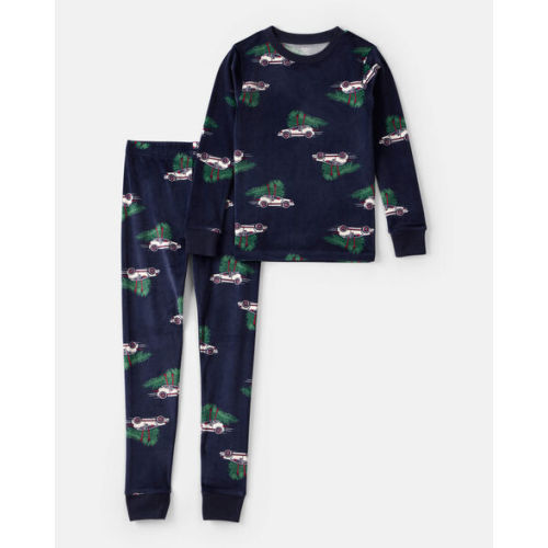 Kid Christmas Cars DreamPlush Long-Sleeve Snug Fit 2-Piece Pajamas - Navy | Carter's